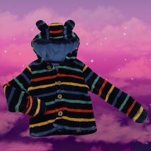 Joules Boys Striped Fleece Button Up Hoodie
